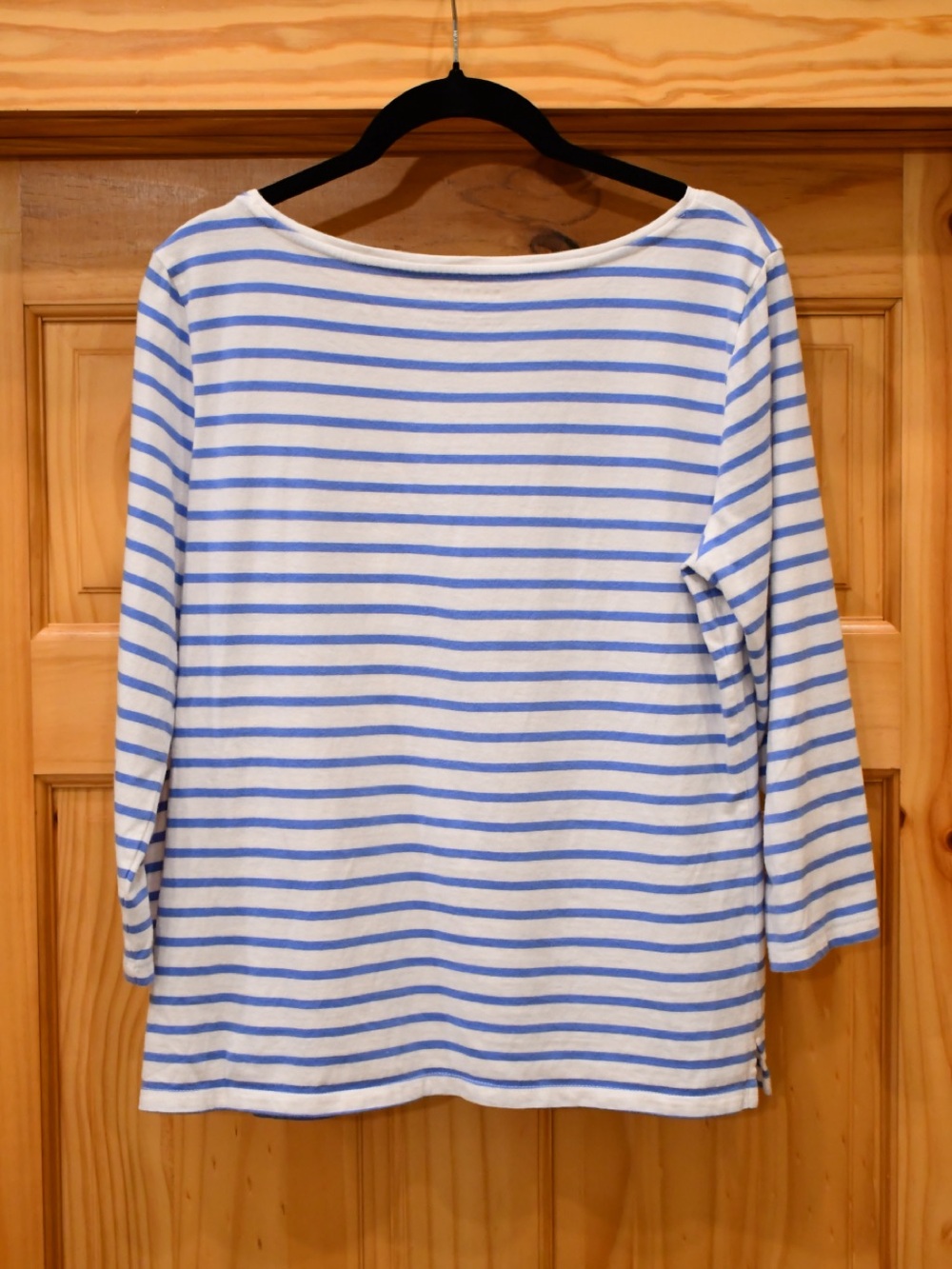 Talbots Authentic Cotton Striped 3/4 Sleeve Tee with Tulip Pocket M - Picture 3 of 6
